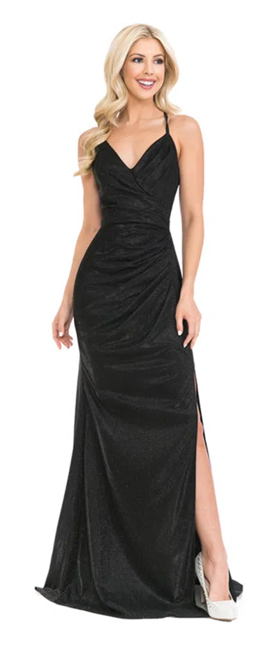 Truedames Long Glitter Prom Formal Gowns In Black