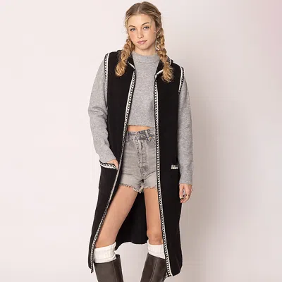Truedames Long Hood Vest In Black