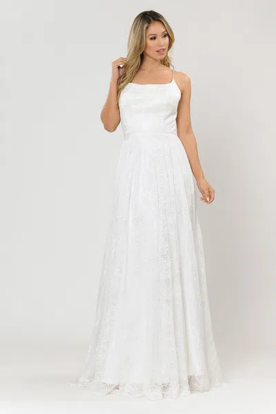 Truedames A-line Lace Formal Evening Corset Gown In White