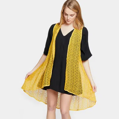 Truedames Long Lace Vest In Yellow