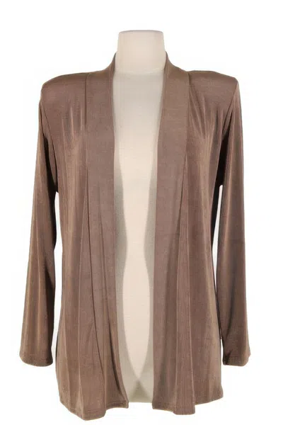 Truedames Long Sleeve Acetate Cardigan Jacket In Brown