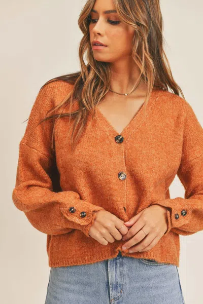 Truedames Long Sleeve Button Down Sweater Cardigan In Orange