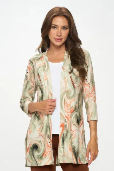 Truedames Long Sleeve Cardigan In Green