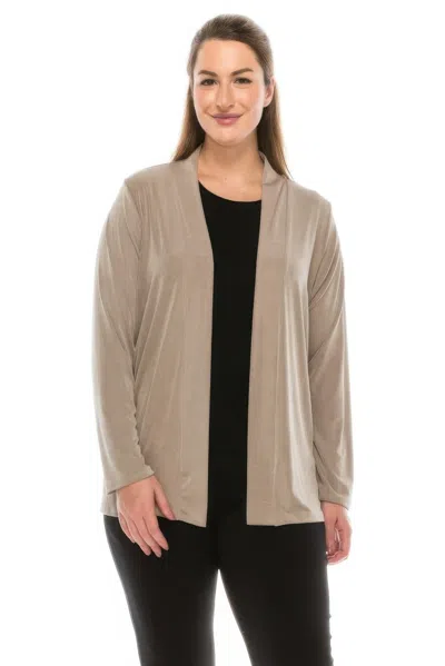 Truedames Long Sleeve Cardigan Jacket In Brown