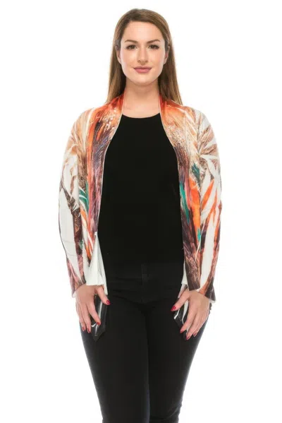 Truedames Long Sleeve Cardigan Jacket In Multi