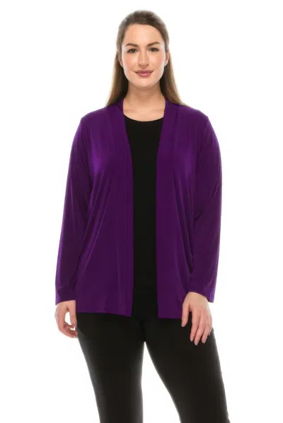 Truedames Long Sleeve Cardigan Jacket In Purple
