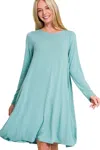 Truedames Long Sleeve Flare Dress With Pockets In Blue
