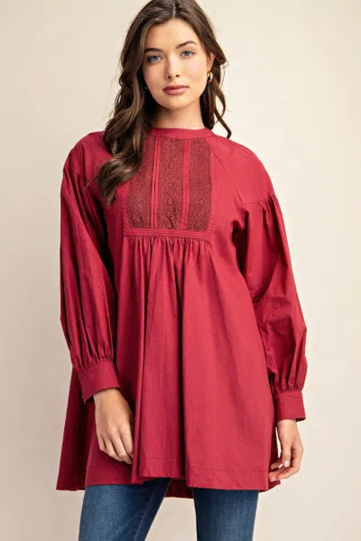 Truedames Long Sleeve Mini Dress With Lace Detail In Pink