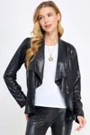 Truedames Long Sleeve Pleather Snake Skin Look Jacket In Black