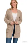 Truedames Long Sleeve Popcorn Sweater Cardigan With Pockets In Multi