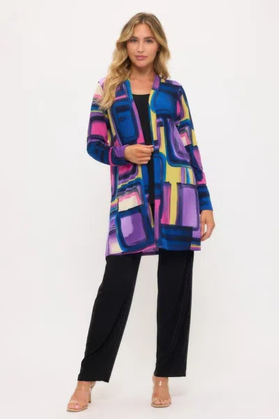 Truedames Long Sleeve Print Cardigan In Multi