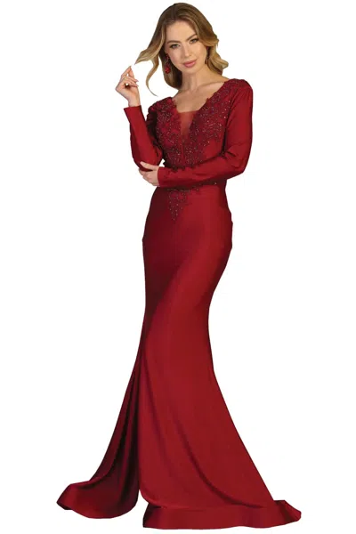 Truedames Long Sleeve Stretchy Bodycon Evening Gown In Multi