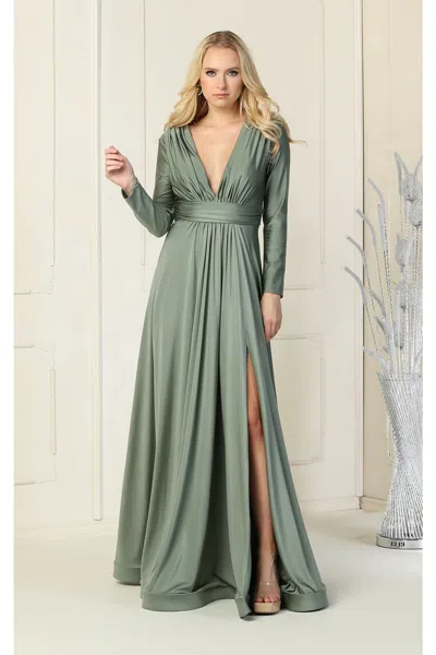 Truedames Long Sleeve Stretchy Gown In Green