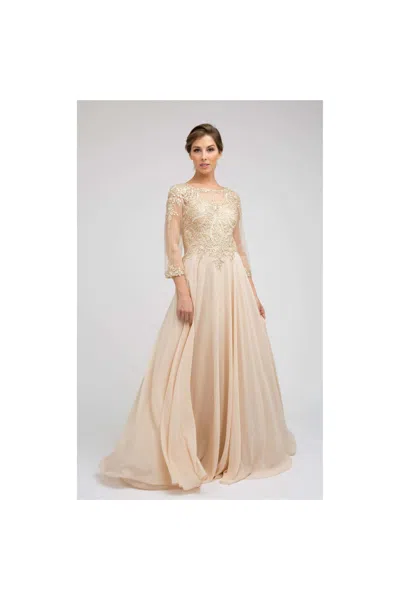 Truedames Long Sleevemother Of The Bride Gown In Neutral