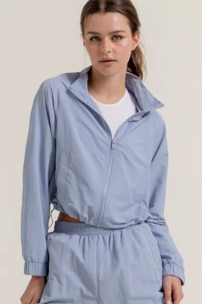 Truedames Long Slv Crop Activewear Anorak Jacket In Blue