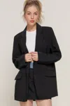 Truedames Long Slv Front Button Closure Blazer In Black