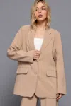 Truedames Long Slv Front Button Closure Blazer In Gray