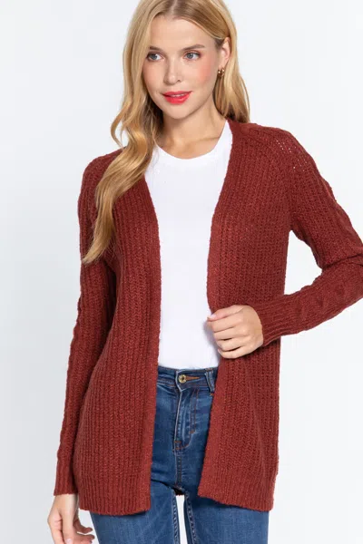 Truedames Long Slv Open Front Sweater Cardigan In Red