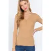 Truedames Long Slv V-neck Placket Thermal Top In Neutral