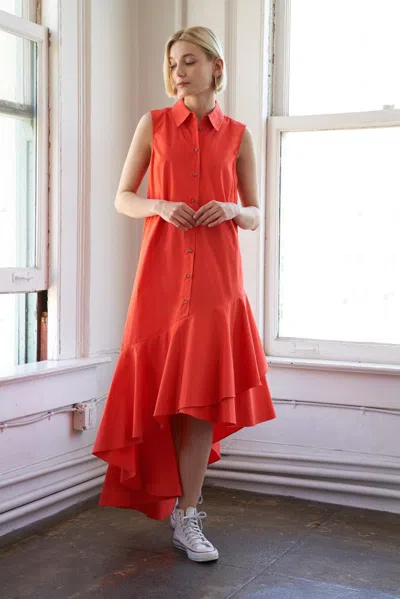 Truedames Looking My Way Woven Midi Dress In Red