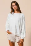 Truedames Loop Terry Pull Over With Cut Edge Band In White