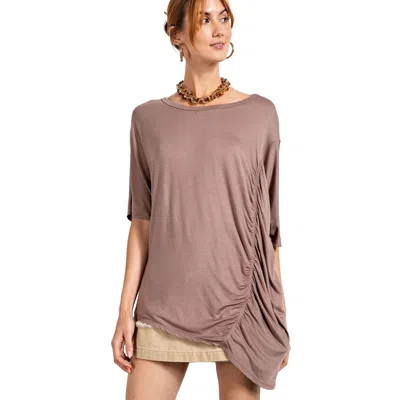 Truedames Loose Fit And Ruched Detailing Top In Brown