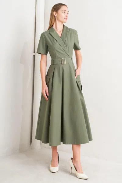 Truedames Lost In The Stars Woven Midi Dress In Green
