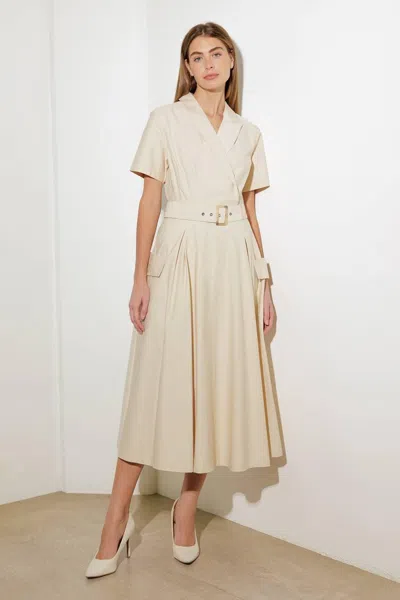 Truedames Lost In The Stars Woven Midi Dress In Neutral