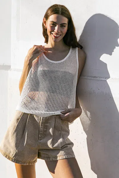 Truedames Lost In The Waves Woven Tank Top In Brown