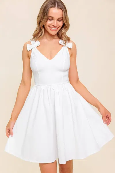 Truedames Lovable Spirit White Denim Woven Mini Dress In Multi