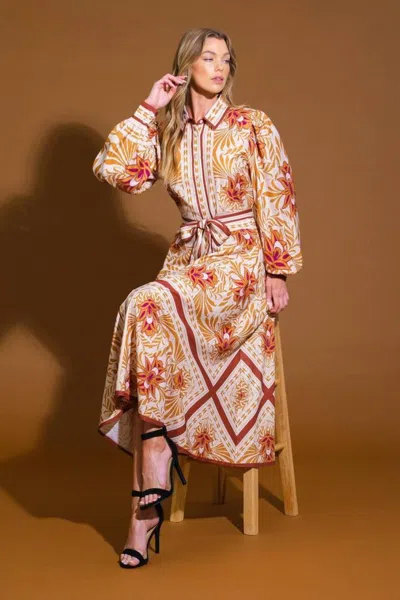 Truedames Love Espresso Woven Midi Dress In White