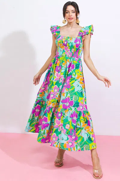 Truedames Love Haze Woven Midi Dress In Multi