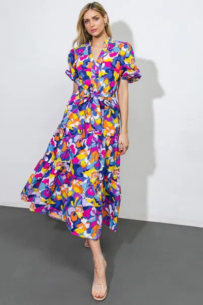 Truedames Love In Your Life Poplin Midi Dress In Blue