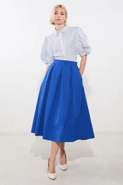 Truedames Love Of Mine Woven Midi Skirt In Blue