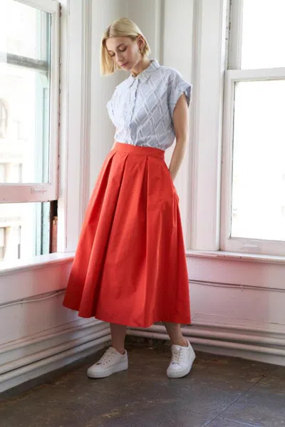 Truedames Love Of Mine Woven Midi Skirt In Orange