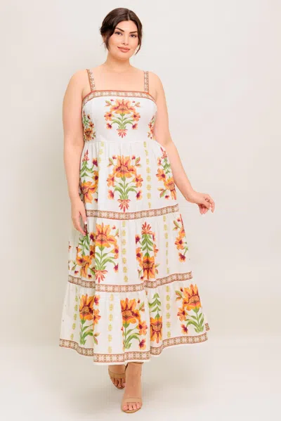 Truedames Loveliest Muse Ivory Woven Midi Dress In Multi