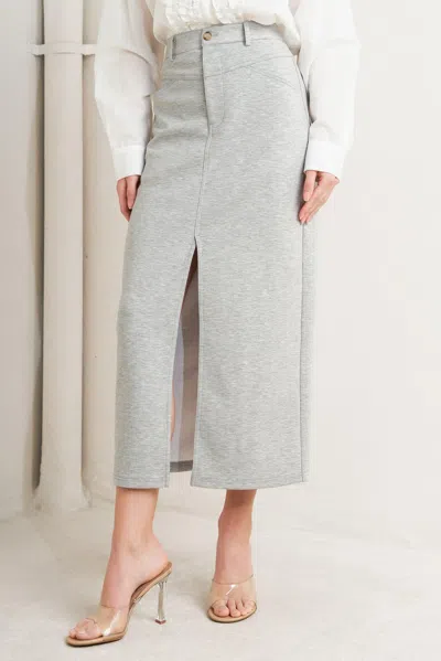 Truedames Lovely By Nature Knit Midi Skirt In Grey