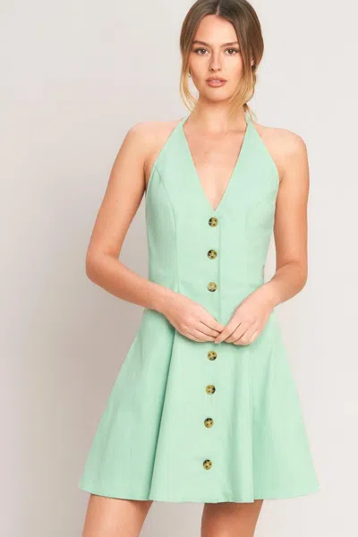 Truedames Lovely Charm Mint Woven Mini Dress In Green