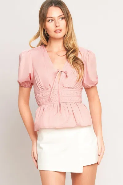 Truedames Lovely Charm Pink Woven Top