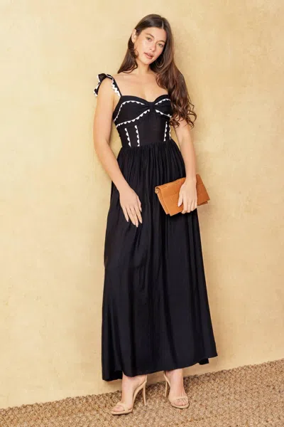 Truedames Lovely Darling Black Woven Midi Dress