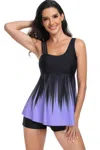 Truedames Low Back Solid Two Pieces Ruffle Swimsuits In Purple
