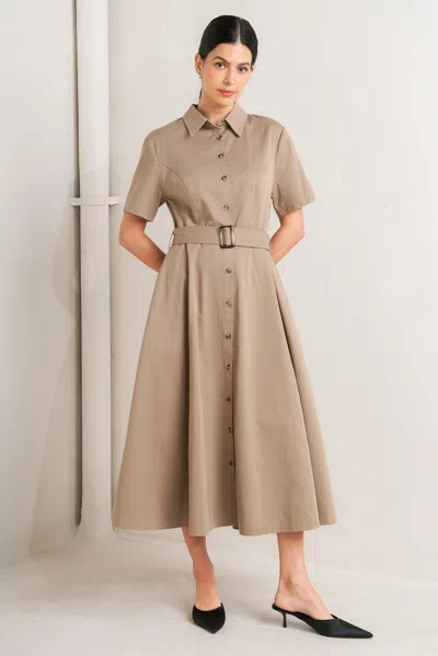 Truedames Lucky Me Woven Midi Dress In Brown
