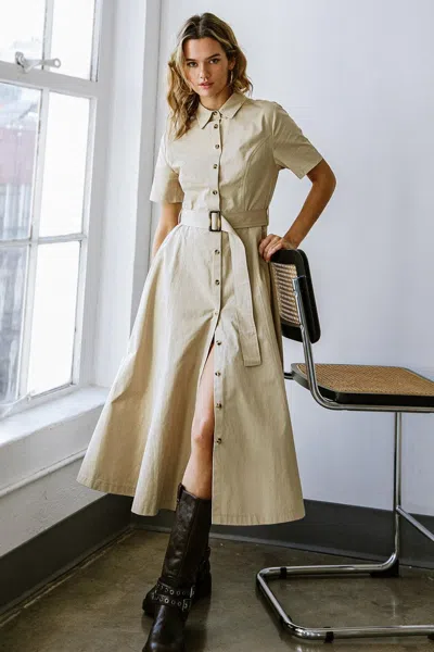 Truedames Lucky Me Woven Midi Dress In Green