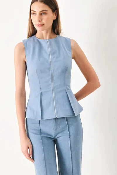 Truedames Luna Flare Woven Top In Blue