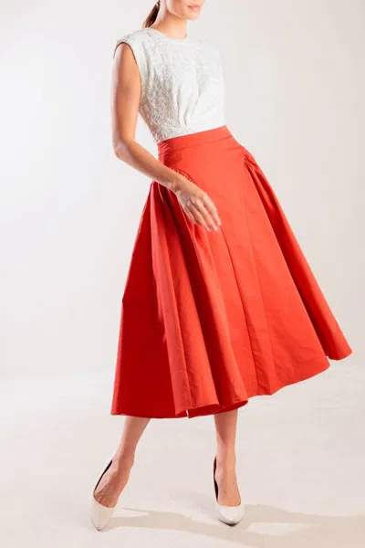 Truedames Lunch With The Girls Woven Full Midi Skirt In Orange