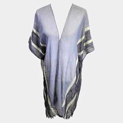 Truedames Lurex Border Cover Up Kimono Poncho In Black