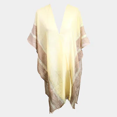 Truedames Lurex Border Cover Up Kimono Poncho In Yellow