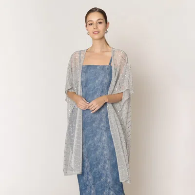 Truedames Lurex Kimono Poncho In Silver