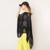 Truedames Lurex Mesh Poncho In Black