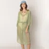 Truedames Lurex String Poncho In Green